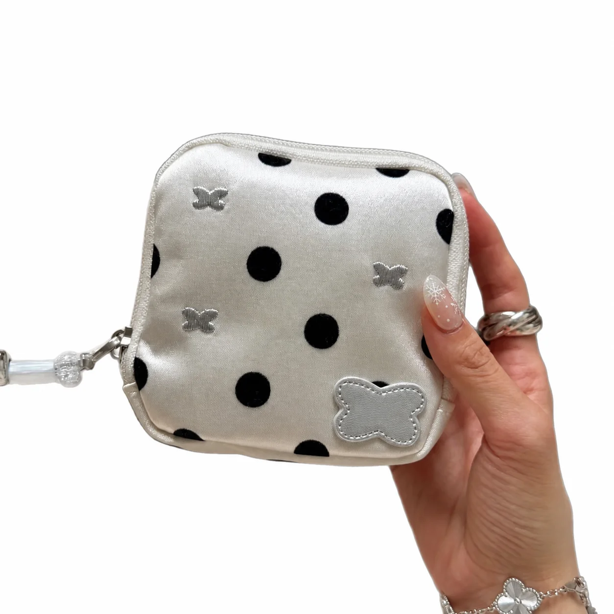 Jewelry Storage Pouch Soft Coin Pouch Polka Dot Pouch Multi-Layer For Desktop Jewelry Organization Gift Home
