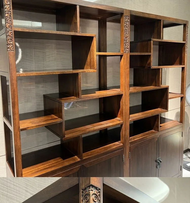 All solid wood Bogu shelf side cabinet bookcase antique rack tea rack living room display cabinet partition