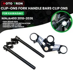 MOTO-TRON CNC Aluminum Motorcycle Handlebar Clip-Ons Fork Handle Bars Clip ons For KAWASAKI NINJA400 2018-2026