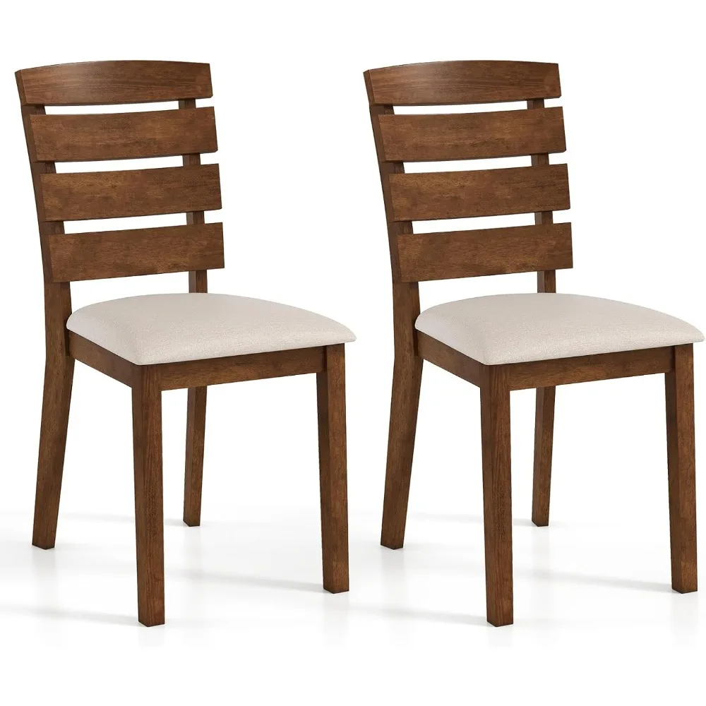 

Набор из 2 деревянных обеденных стульев с реечной высокой спинкой и широким мягким сиденьем