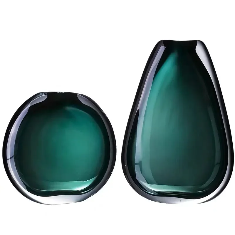 Modern simple and heavy glass vase ornament, high-value handmade living room desktop flower arrangement soft decoration