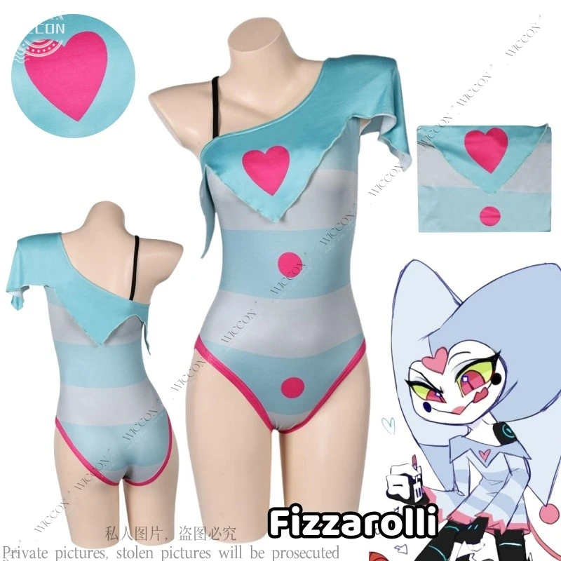 

Fizzarolli Cosplay Adult Jumpsuit Swimsuit Costume Anime Cartoon Helluva Roleplay Bikini Swimwear Outfits Halloween Party Suit