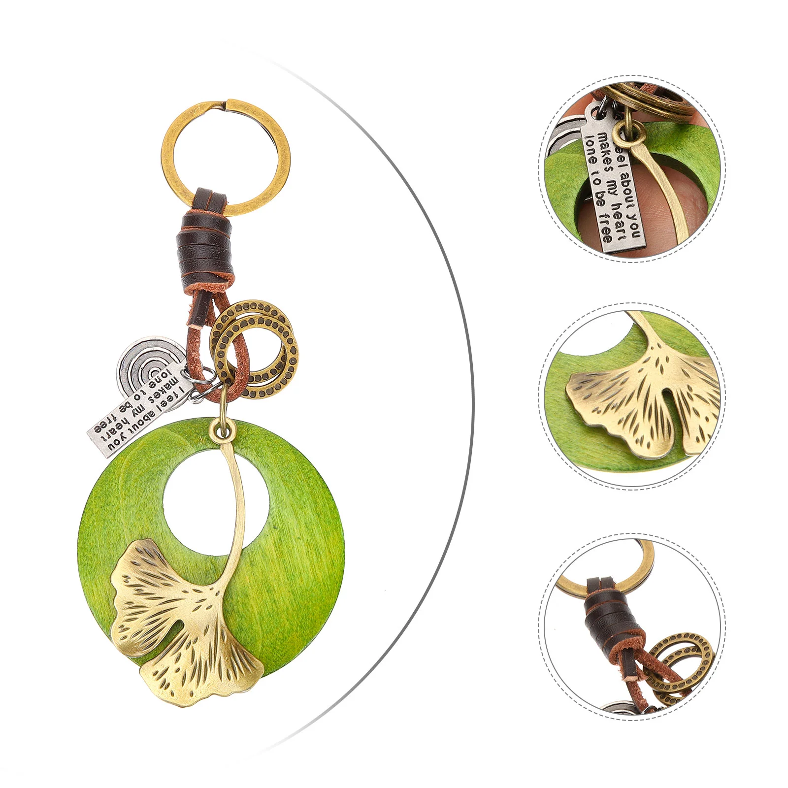

Creative Keychains Metal Pendant Hanging Vintage Craft Car Locket Charm Leaf Bag Ginkgo Decorative Keychain Simple Style Girls