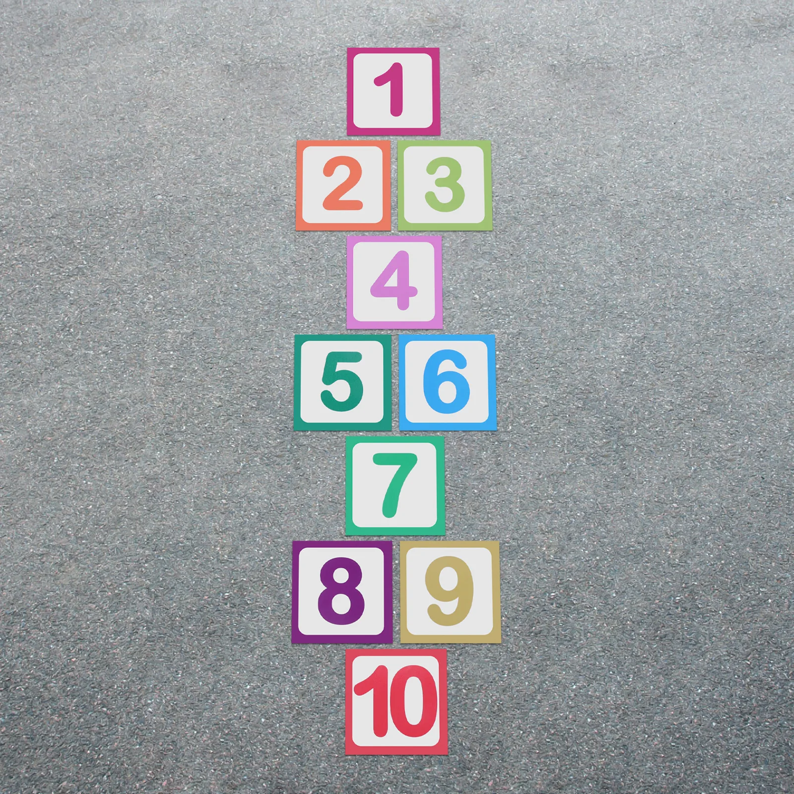

10pcs Digital Stickers Kids Anti-Slip Square Hopscotch Self-Adhesive Decals Easy Apply Removable Number Game Lattice Classroom