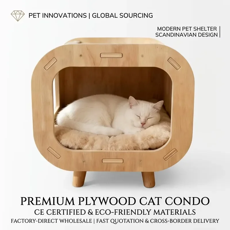 Custom OEM Solid Wood Cat Treehouse Combination Indoor Wooden Climbing Tower with Grabbing Board Pet Furniture