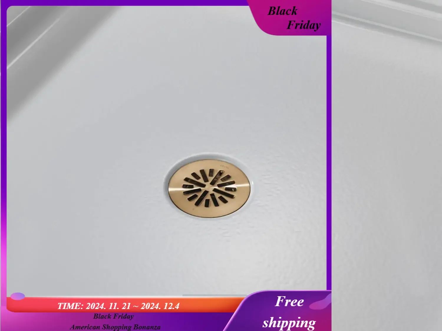 Round Shower Floor Gold, Drain Kit, Round Drain, Chrome Drain,