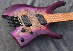 2022 new Fanned frets 7 Strings Headless Electric Guitar Purple burst color  Roasted Wenge  Neck Ergonomic asymmetric neck