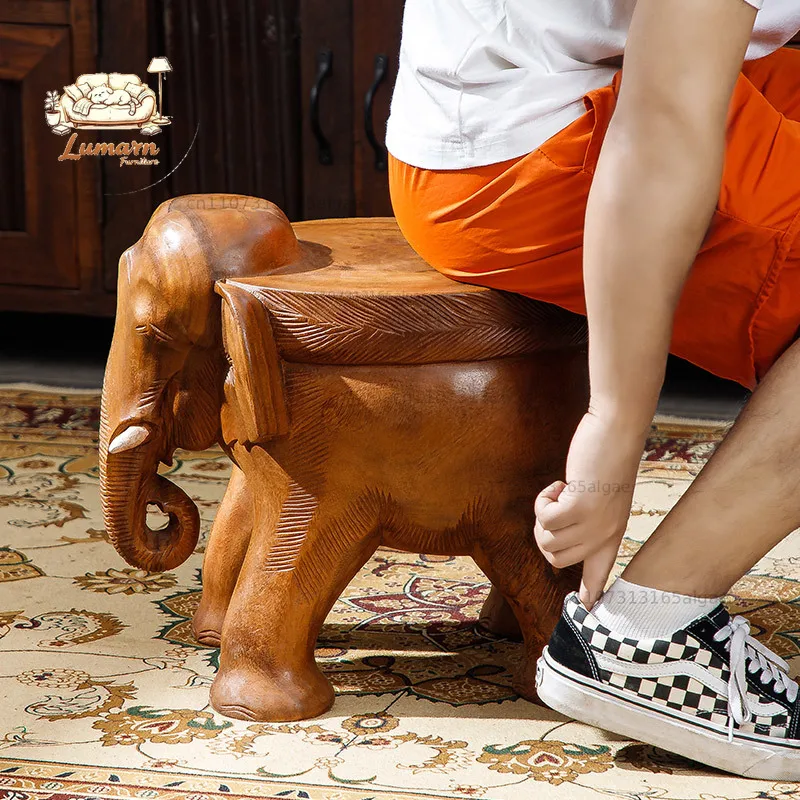 Elephant stool Solid wood round stool Flower frame Bench shoe changing Home door Low Wooden pier shoe sto