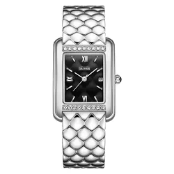 2026 Women Watch Business Diamond Waterproof studded Large Dial Square Steel Strip Calendar Ladies Fashion Quartz Wristwatches