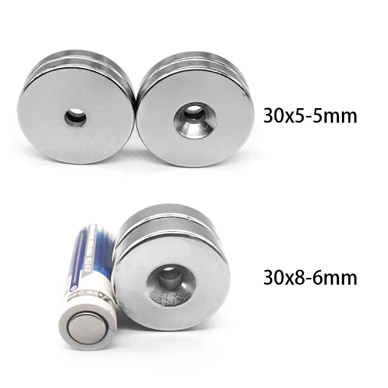 30x5-5 30x8-6 30x10-6 30x20-6 Round Super Powerful Strong Magnetic Magnets 30*20 mm Hole 6mm Countersunk Neodymium Magnet