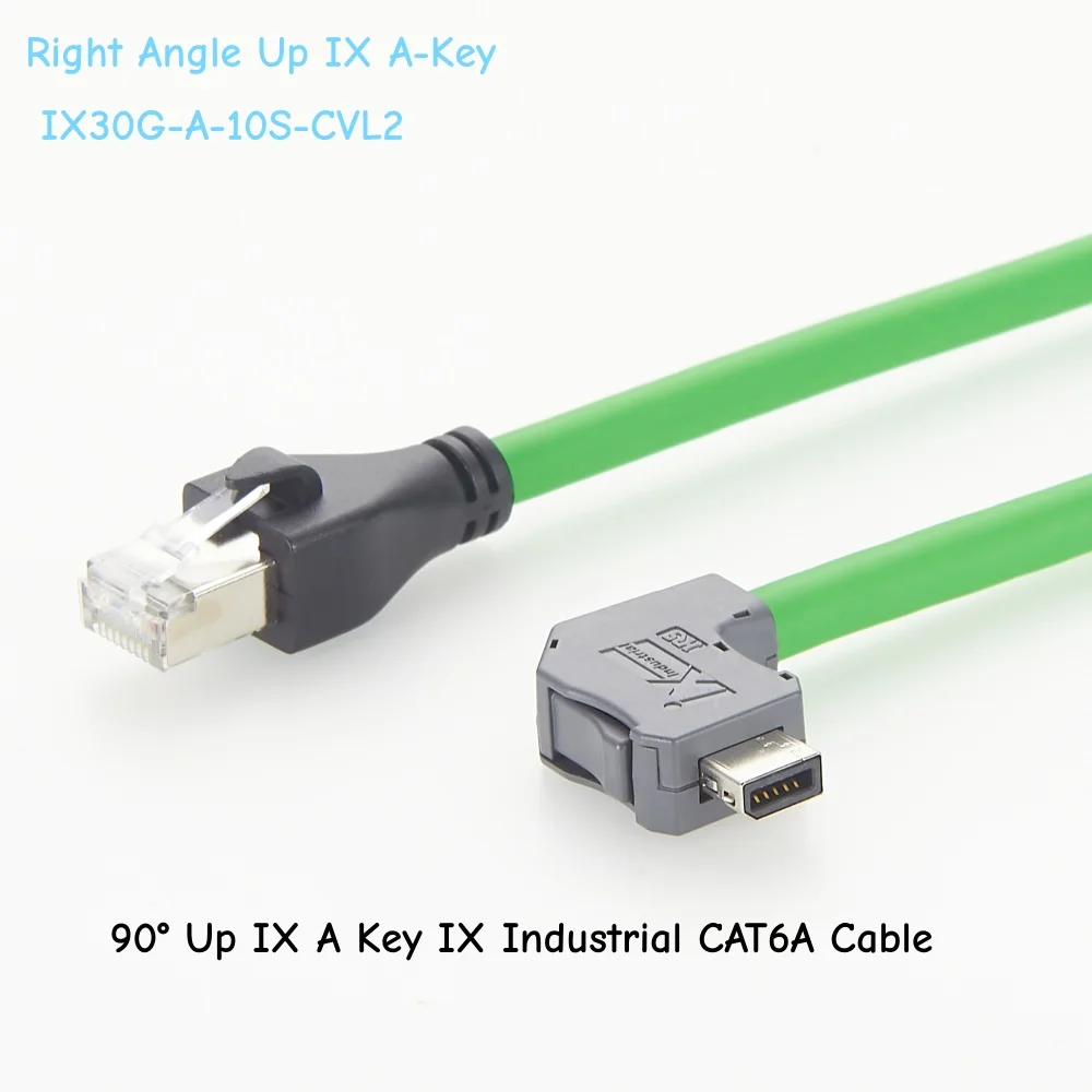 Category 6A IX Industrial Ethernet Cable RJ45 Male to IX A Key Male Plug 90 Up Angle Industrial Network Cable 10Gbps