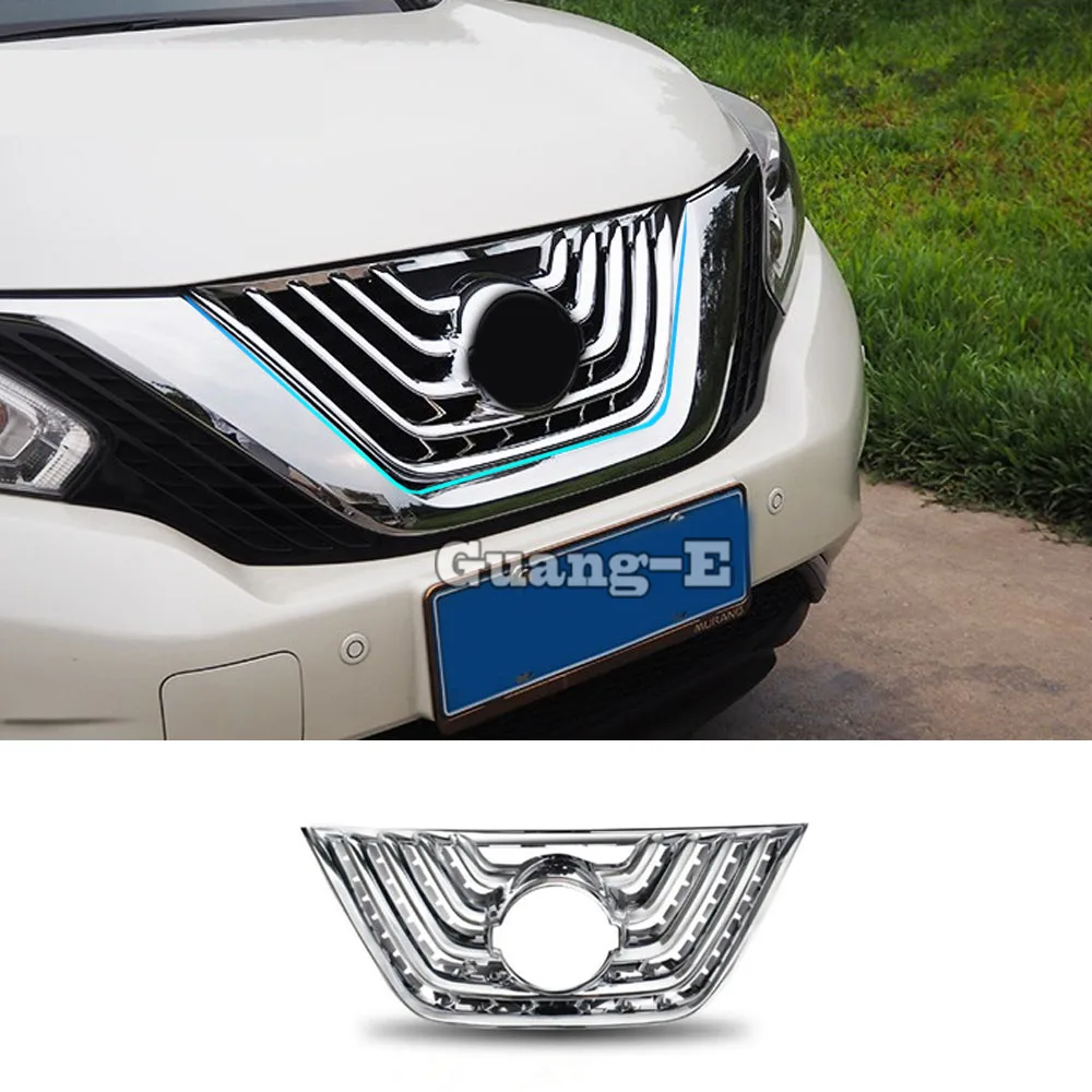 For Nissan Murano 2015 2016 2017 2018 Cover Protection Detector ABS Chrome Trim Front Up Grid Grill Grille Frame Panel 1pcs