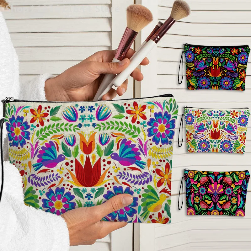 

Mexican Style Cosmetic Bag Large Capacity Stationery Case Portable Multifunctional Makeup Bag Travel Toiletry Storage Bags