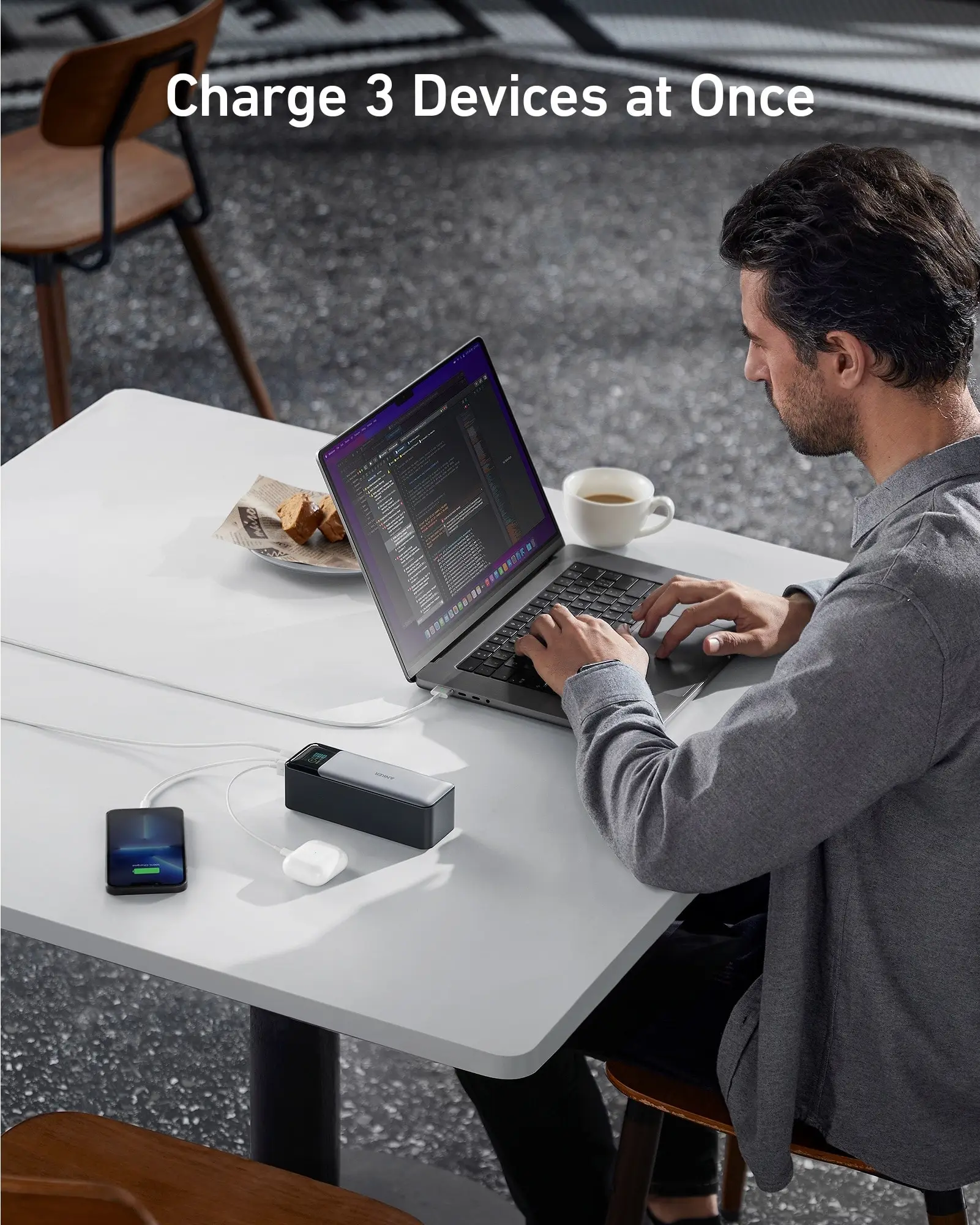 (مخزون الاتحاد الأوروبي) بنك الطاقة Anker 737 (PowerCore 24K)، بطارية خارجية 24000 مللي أمبير في الساعة، طاقة 140 وات، متوافق مع سلسلة iPhone 13، Galaxy