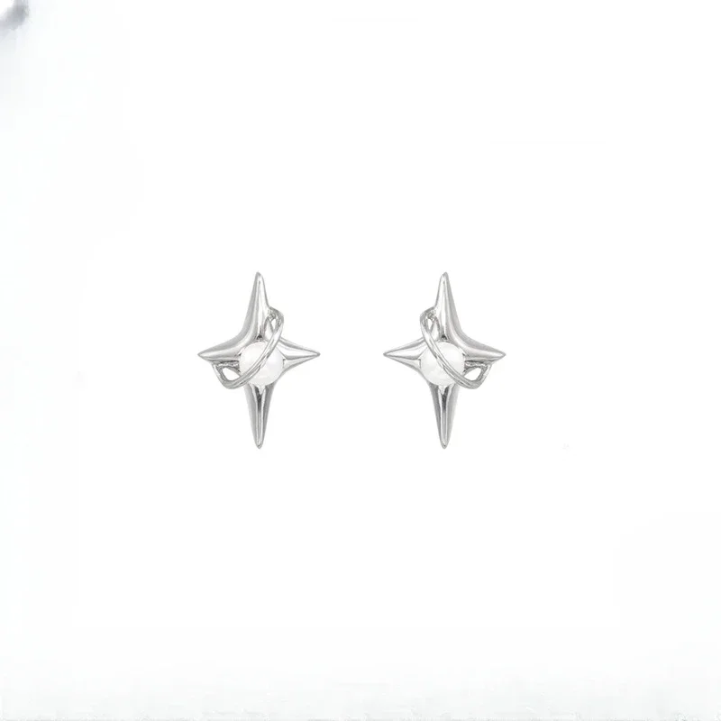 

Серьги-гвоздики из стерлингового серебра с оригинальным дизайном, с жемчугом и объемными звездами, маленькие объемные серьги-гвоздики.