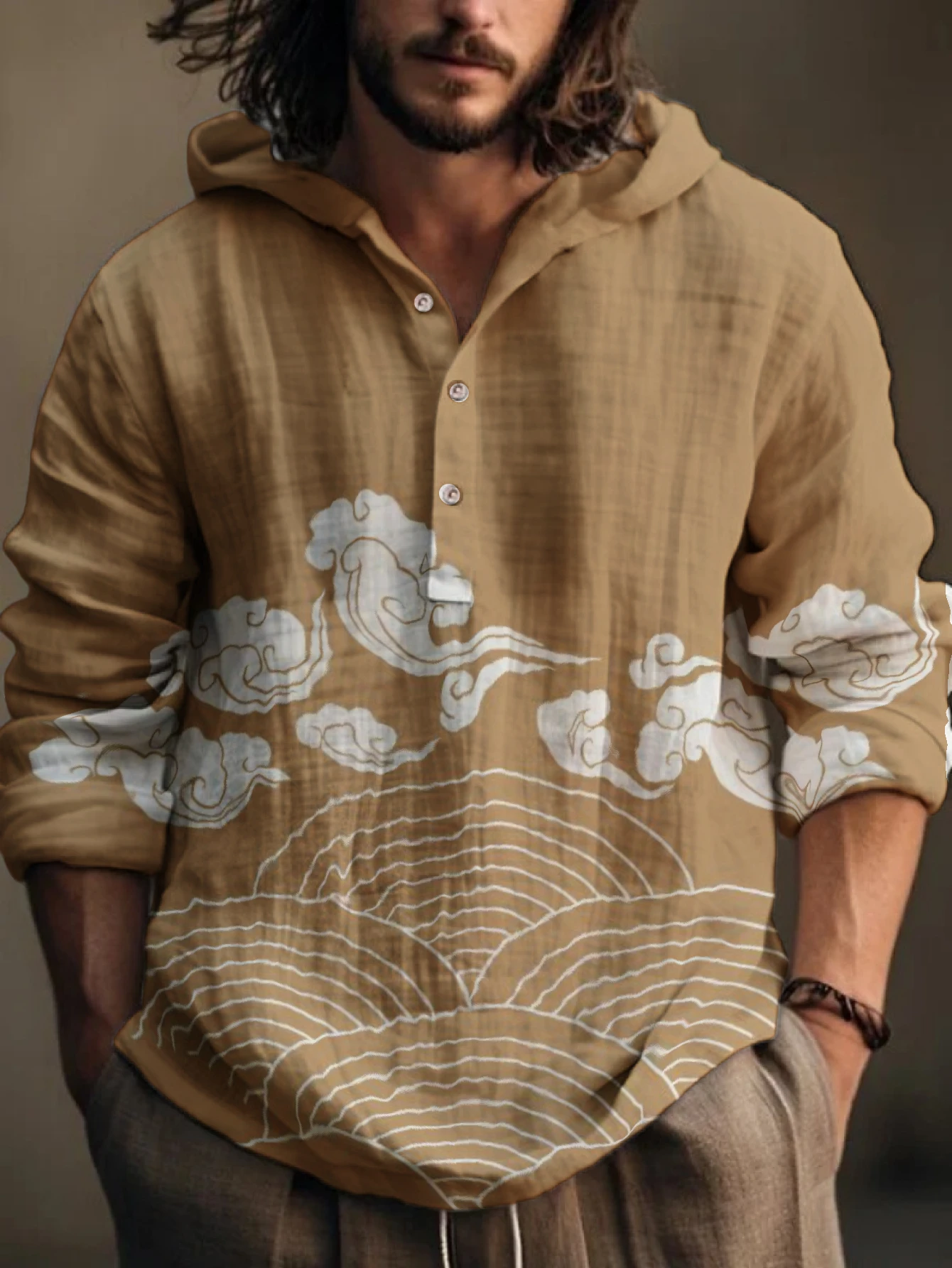 Art And Craft For Father'S Day - Men's Chinese Style Cloud Wave Line