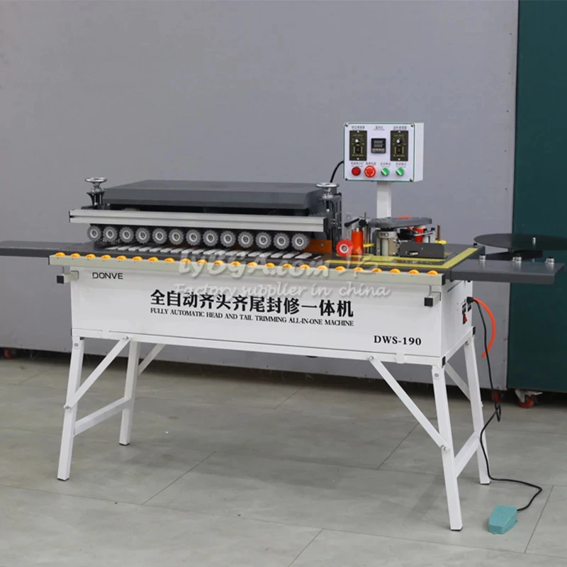 LY Desktop Type Panel Sealer, Fully Automatic, Square Rail Slide Way, Contour Trimming, Curved Straight Dual Use, Wood Furniture