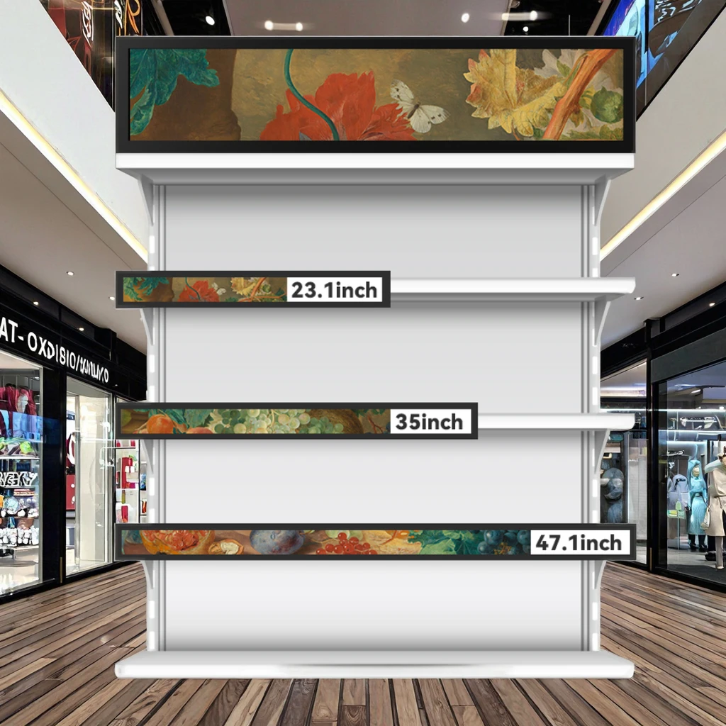 Smart Retail Digital LED Display Shelves SDK Indoor For Supermarket Shelf Edge Stretch Bar Type LCD Display For Shopping Mall