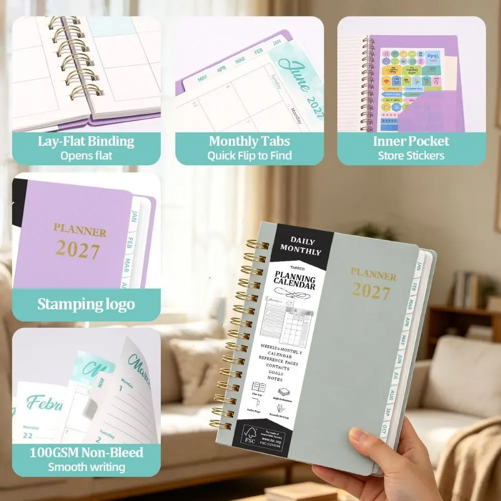 A5 2027 Yearly Planner Notebook Efficiency Thick Paper A5 Agenda Planning Notebook Simple Portable To-do List Notebook Business