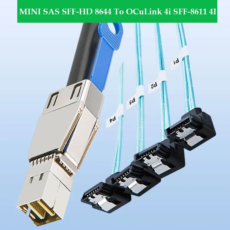 

ADT-Link Mini SAS HD SFF-8644 на 4 SATA, 90 градусов, серверный внешний удлинительный кабель, адаптер, длина 12 Гбит/с, опционально