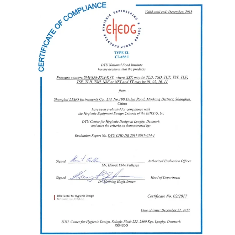 New EHEDG 3-A Sanitary Standards Diaphragm Type Pressure Transmitter For Food And Dairy