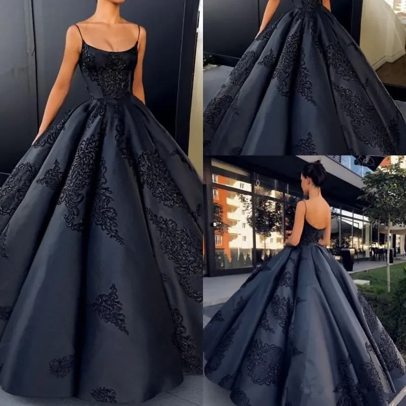 Elegant A Line Luxury Decal round neck Sexy Italian strap ball dress Formal Party Evening dress Floor Length Evening dress