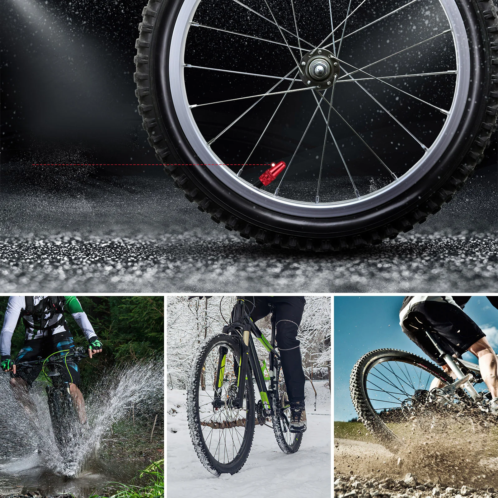 20 قطعة قبعات إطارات الدراجة بأكسيد سبائك الألومنيوم العالمي صمامات الغبار يغطي منع الضرر قبعات مقاومة للماء