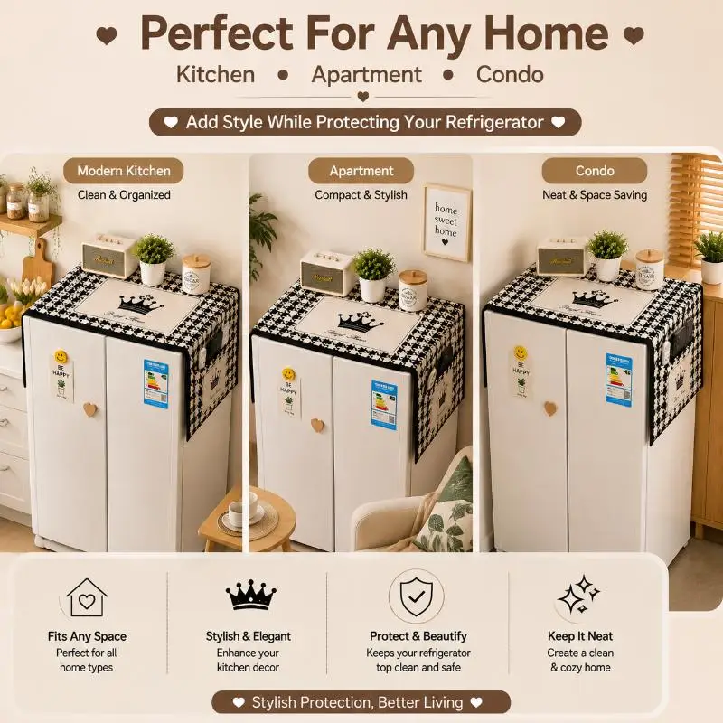 Cute Capybara Printed Fridge Dust Cover Waterproof Dustproof Fabric For Home Kitchen Decor Furniture Protection