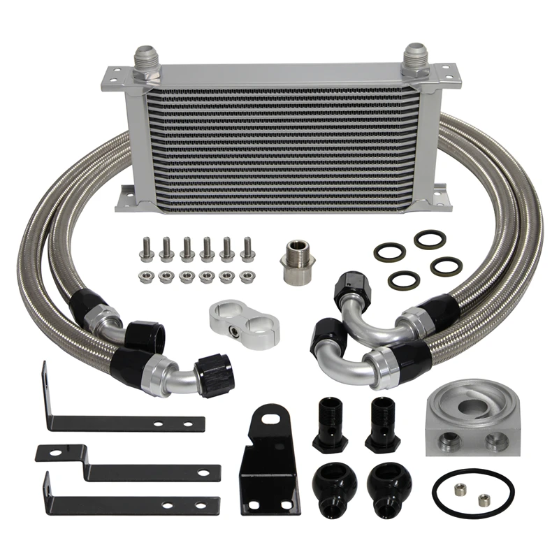 19 Row Oil Cooler W/ Steel Braided Oil Lines Kit Fits for Honda S2000 F20C1 F22C1 2000-2009