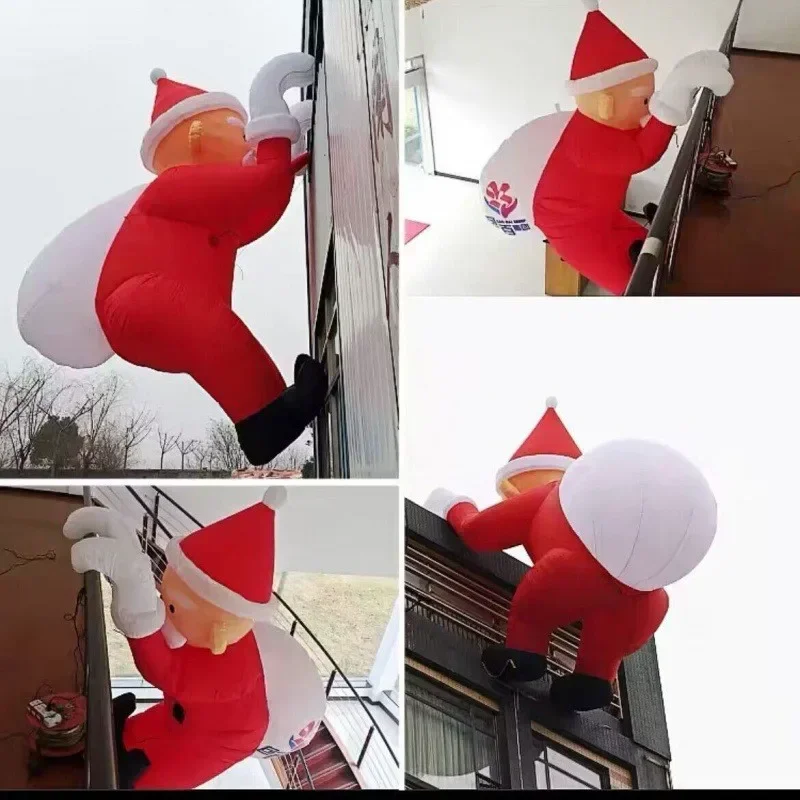 2M Air Model Christmas Air Model, Store Eaves Decoration, Santa Claus Backpack, Holiday Led Lighting Site Layout Props New