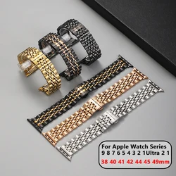 Stainless Steel Strap For Apple Watch Band 40mm 44mm 42mm 38 45mm 49mm Luxury Metal Bracelet For IWatch 46mm 10 7 8 9 SE Ultra 2