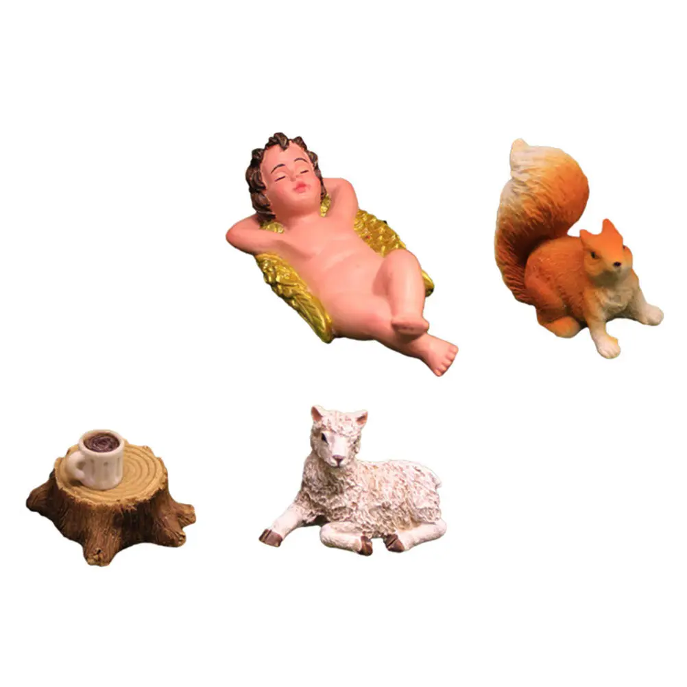 

5Pcs Micro Landscape Resin Stump Ornaments Mini Animals Decorations for Garden Moss Succulents Home Decor Accessories