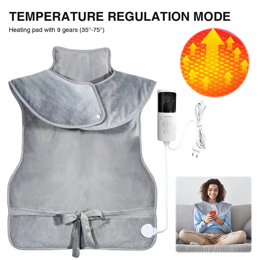 وسادة تسخين كهربائية لتخفيف آلام الظهر وسادة حرارية كبيرة لأكتاف الرقبة 9 إعدادات للحرارة مع مدلك للنساء والرجال والأب #1