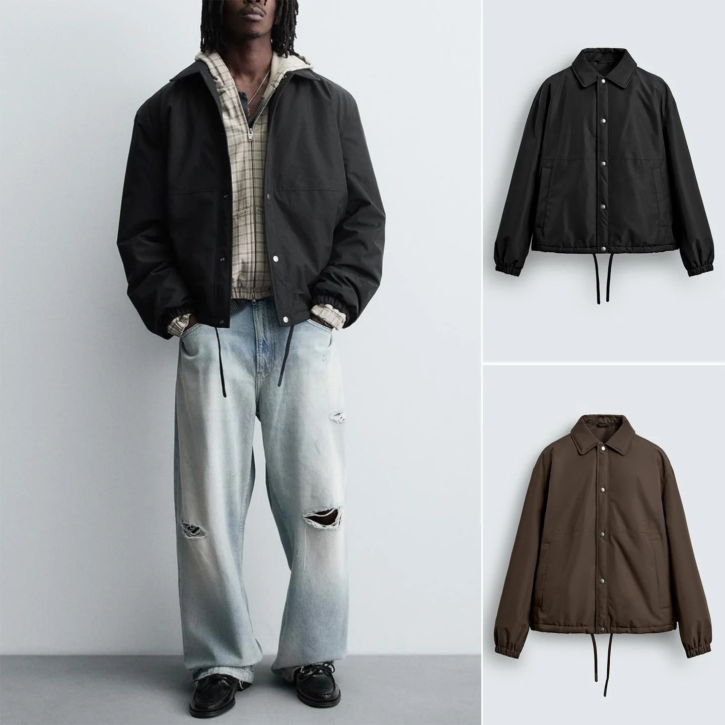 

Loose Fit Cotton Jaet Men's Autumn Winter New Sle Long Sve ort Coat Stand Collar Regular Thin American Sle