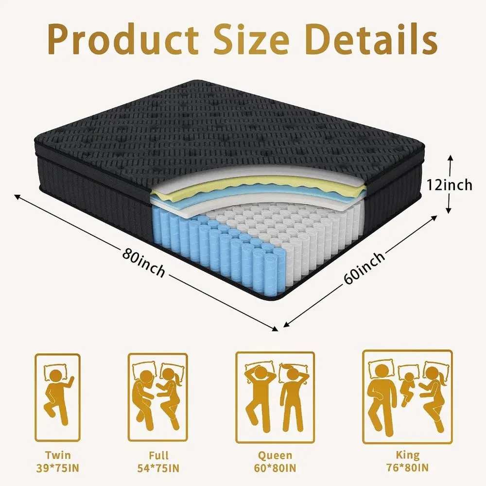 10 Inch Twin Hybrid Mattr, Medium irm, ket Coils Memory oam | Better Spinal Support and Cooling eel all Nights, Motion Ition Red