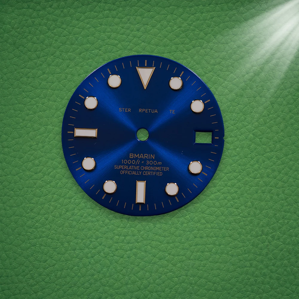 S Logo Dial 28.5mm Gradient NH35 sun Dial Fit NH35/NH36/4R/7S Japanese Movement Ice Blue Luminous Watch Modification Accessories view 6