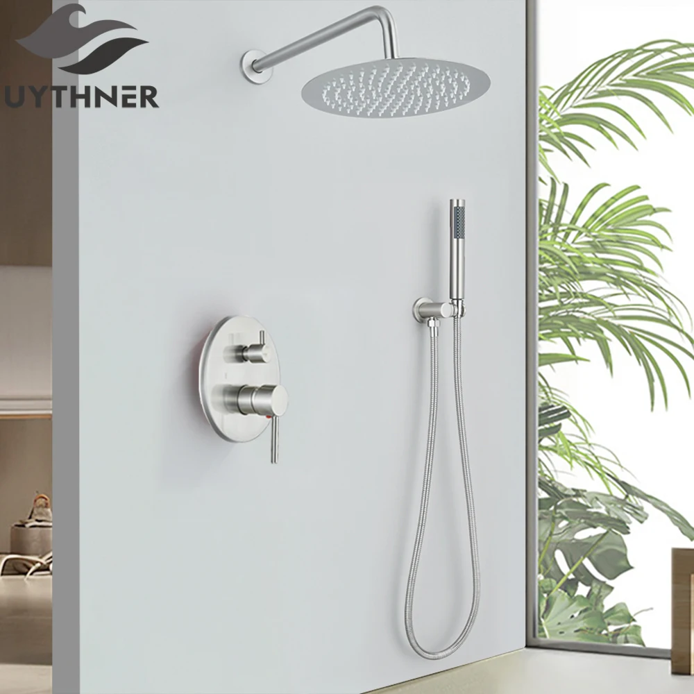 

Uythner Brushed Nickel Shower Faucet Bathroom Shower Bath Faucet Wall Mounted Shower Mixer Tap Bathroom Shower Faucet Shower Set