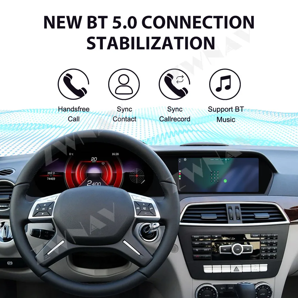 Radio Android Mercedes W204 12.3 cala z Wireless CarPlay i HD