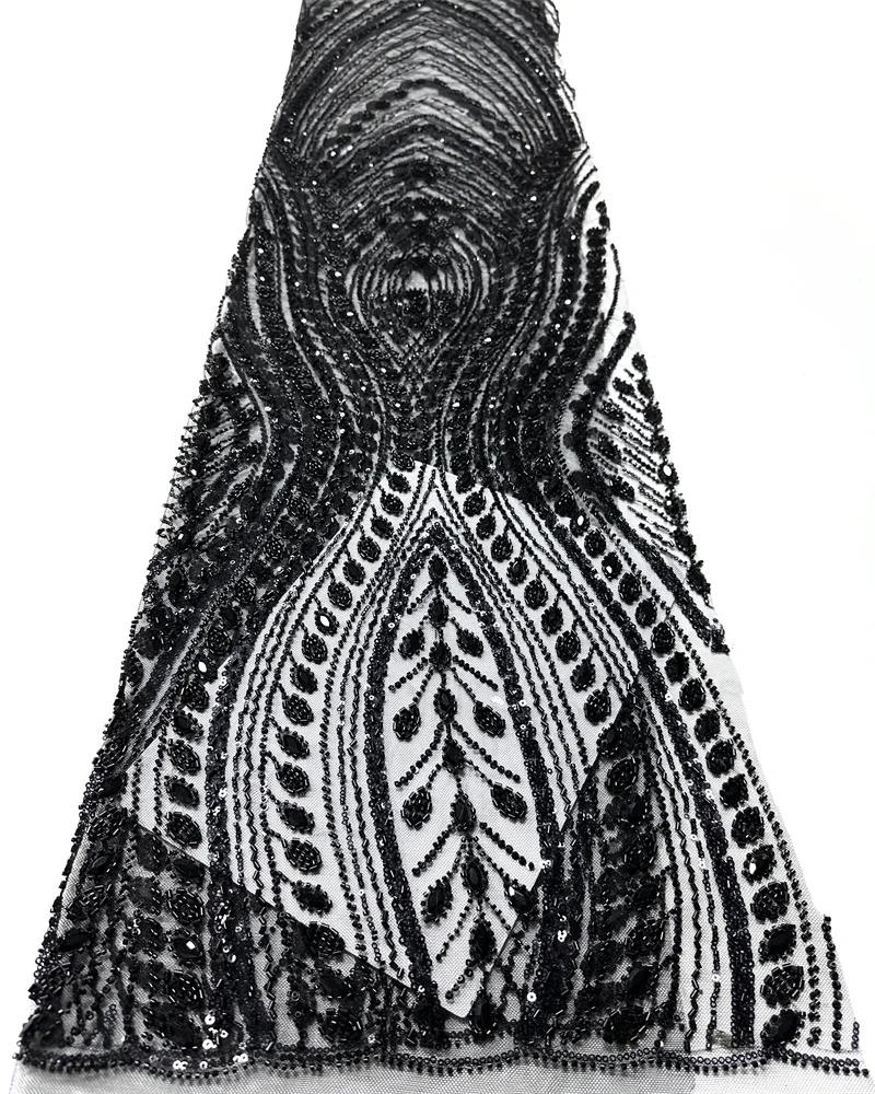 Luxury African Sequins Lace Fabric 2026 High Quality Handmade Beaded Nigerian French Tulle Lace Material For Wedding Dress