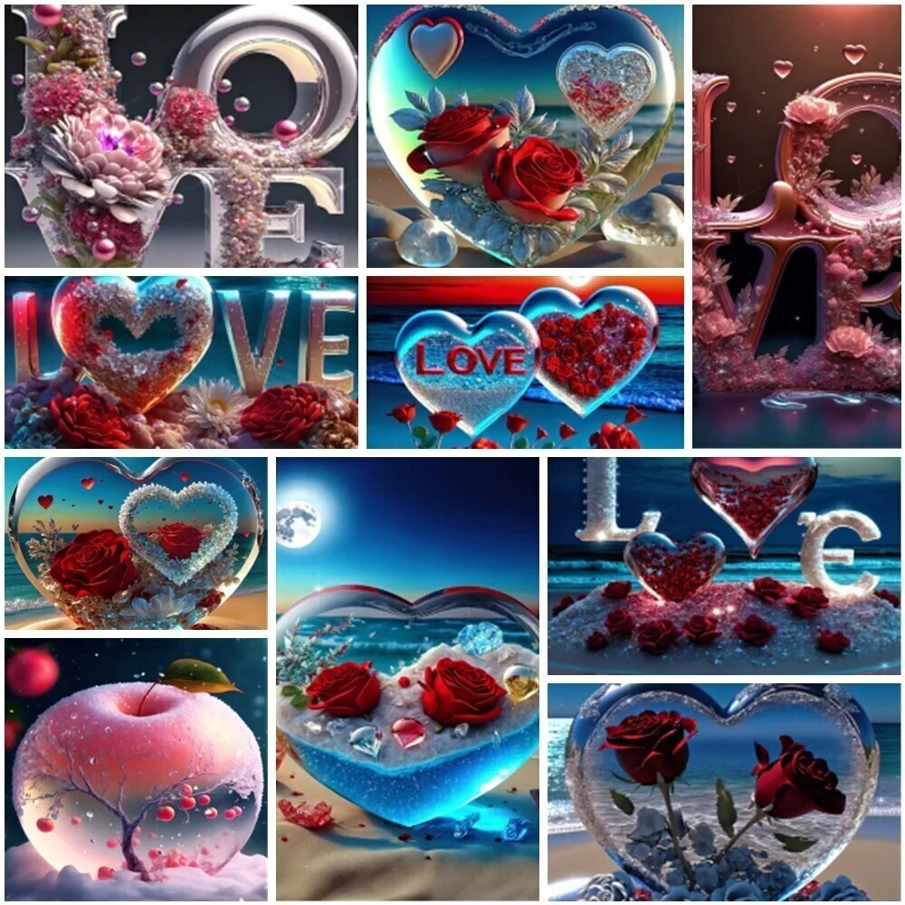 

Love Heart Scenery Pre-Printed Cross Stitch DIY Embroidery Set Knitting Handicraft Painting Sewing Room Decor Mulina Home Decor