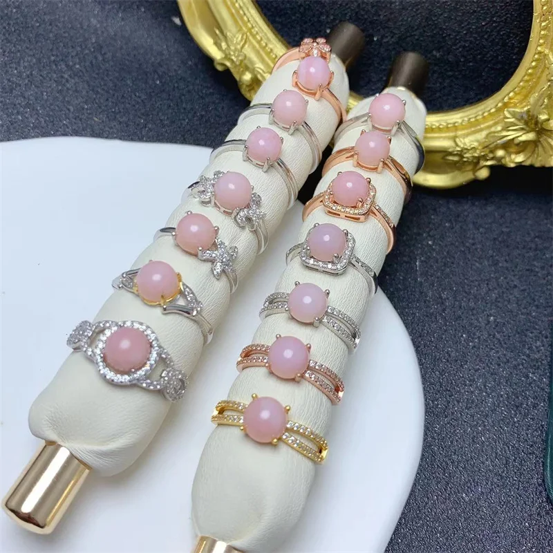 Natural Pink Opal Women Ring S925 Silver Women's Ring Gift Fine Jewelry Anniversary Gift with Certifiacte
