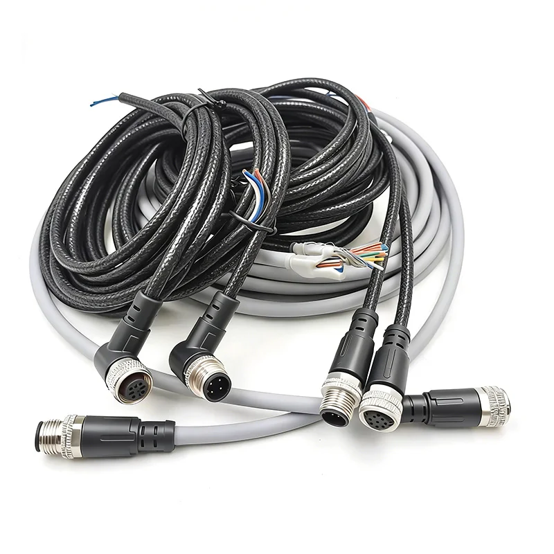 

M12 2 3 4 5 6 8 Pin Aviation Plug Connector Male Female Waterproof Sensor A-type Straight Head with Plug PVC Signal Line 0.2-10M