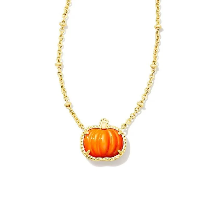 YEEVAA Halloween Orange Small Pumpkin Spooky Mood Gemstone Pendant Necklace for Women, Fashion Jewelry, Unique Gifts