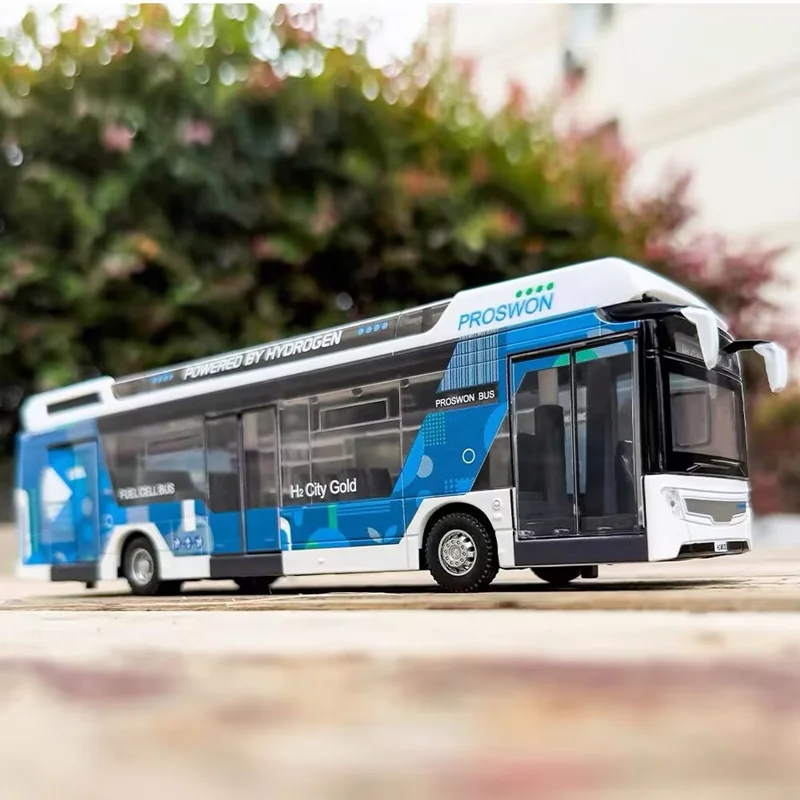 

Luxury New energy Electric Airport Business Bus Alloy Car Model Diecasts Metal Toy City Tour Bus Model Sound and Light Kids Gift
