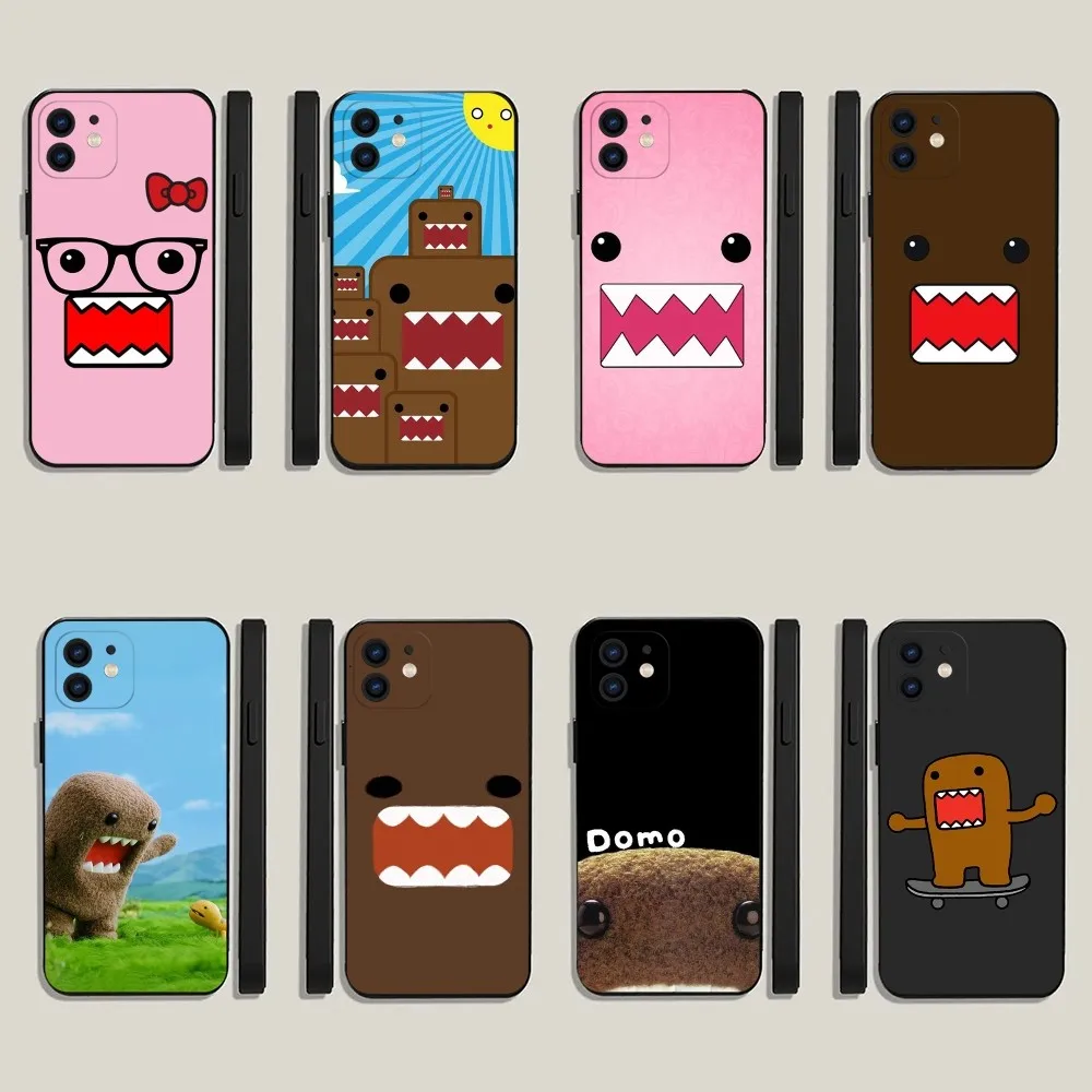 Cute D-Domo-kun Phone Case For iPhone 15,14,13,12,11,Plus,Pro Max,XS,X,XR,SE,Mini,8,7 Soft Silicone Black Cover