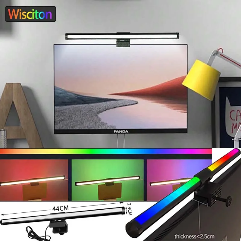 

Световая панель монитора RGB Подвесные светильники для экрана компьютера Атмосфера Настольная лампа Ночные огни для чтения Игровой монитор с затемнением света