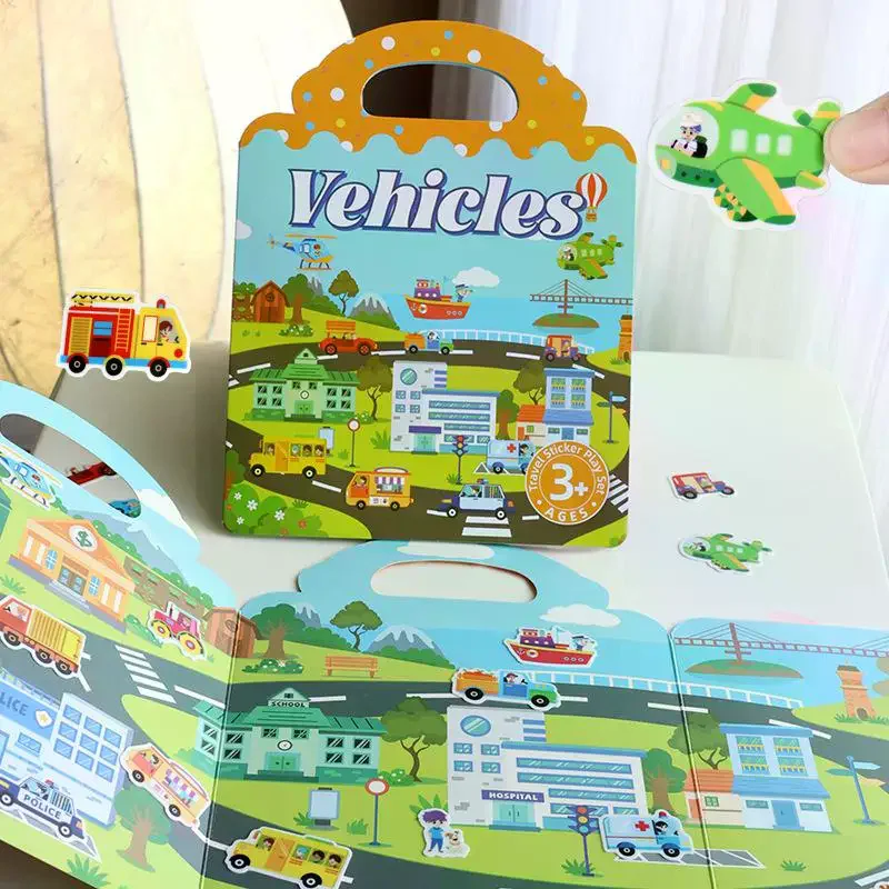 1 Set Children's Educational Learning Toys Sticker Book For Kids Vehicles Truck Multi-Theme Bubble Sticker Jelly Stickers
