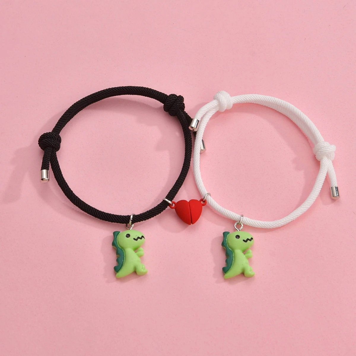 Diseño creativo moda pareja amor empalme dinosaurio colgante pulsera hombres y mujeres joyería accesorios de regalo