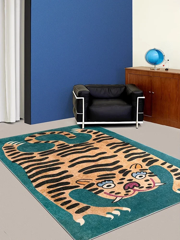 

Artistic Aesthetic Carpet Creative Tiger Decorative Living Room Carpets Comfortable Soft Luxury Rug Machine Washable Bedroom Rug