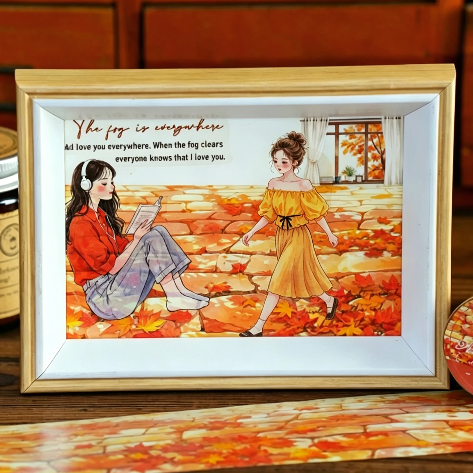 Etori Life 60Mm*2M Hand-Painted Autumn Scenery Pet Tape Set Autumn Rain Stone Path Rice Field Stream Base Collage Tape Suitable for Laptops, Photo Albums, Phone Backs, Diaries, Water Bottles, Student Gift Bags, Postcards and Envelopes, Scrapbook Supplies, Office Decorative Supplies, Gift Box Packaging, Artistic Aesthetics, School Supplies, Cycling Decals, Gifts for Friends